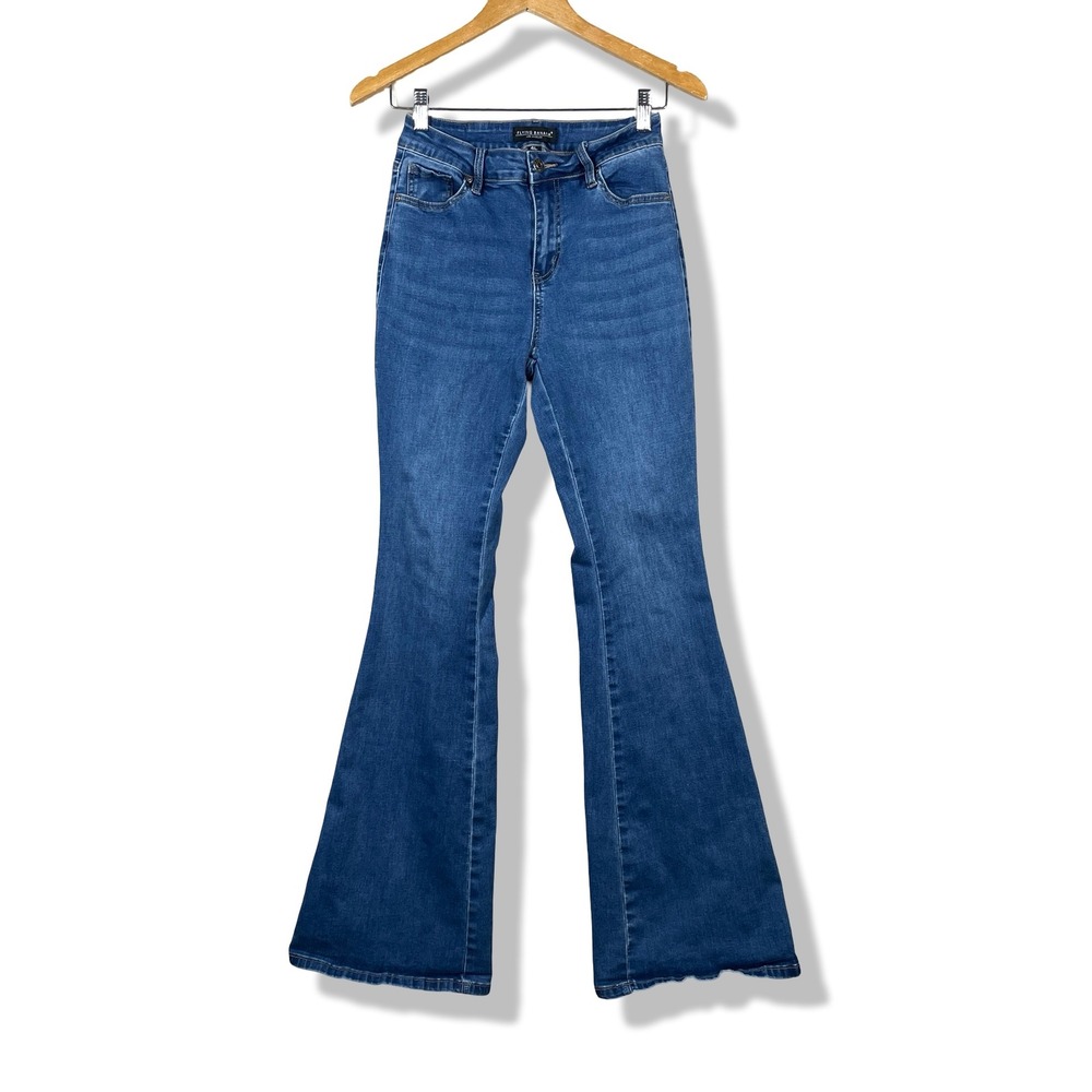 Flying Banana Flare Jeans Women Size 4L Blue Boho Retro 70s Hippie Western